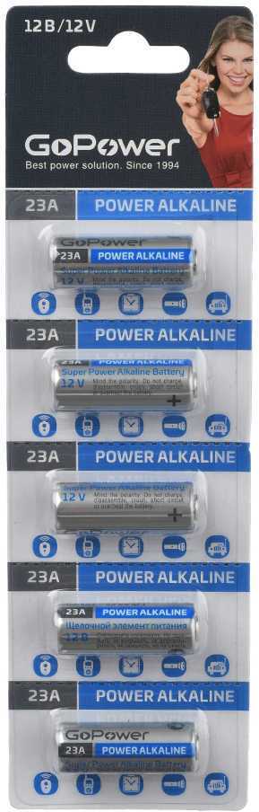 Батарейка GoPower LR23/A23/MN21 BL5 Alkaline 12V (5/100/1000) Элементы питания (батарейки) фото, изображение